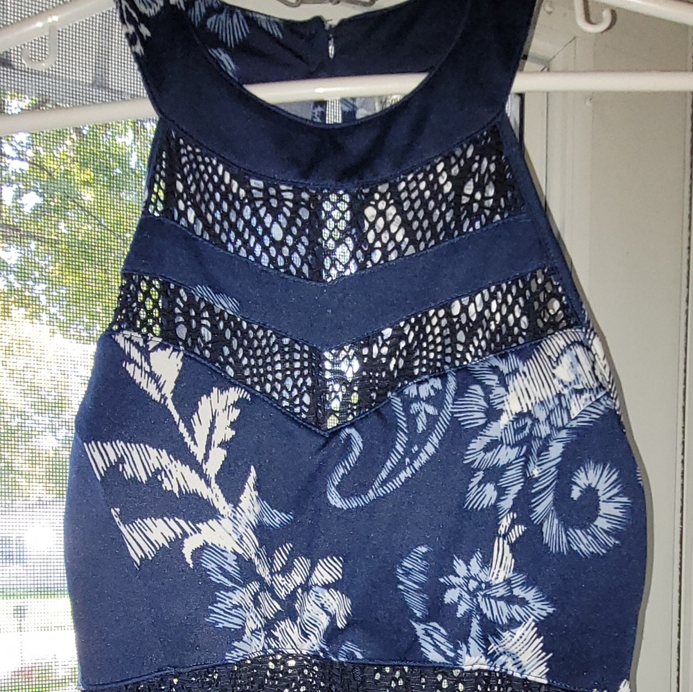 Emerald Sundae, size Small dress, Sleeveless dress, long dress, floral navy blue - Picture 2 of 7